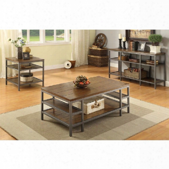 Furniture Of America Veronica 3 Piece Coffee Table Set In Dark Oak