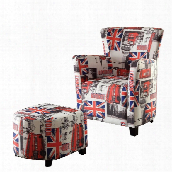 Furniture Of America Winifred Flag Accent Chair With Ottoman