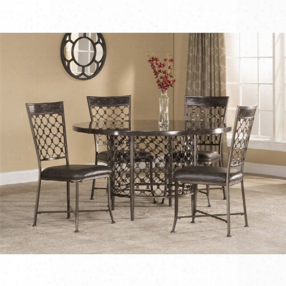 Hillsdale Brescello 5 Piece Round Dining Set In Charcoal