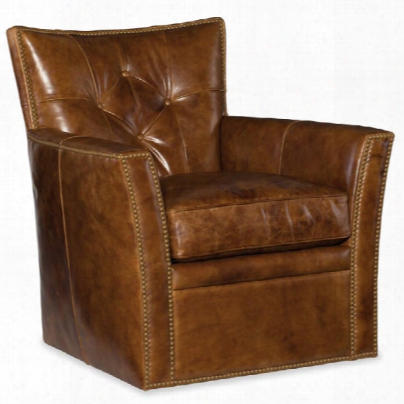Hooker Furniture Conner Leather Swivel Club Chair In Heavy Metal Gamma