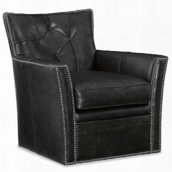 Holker Furniture Conner Leather Swivel Club Chair In Memento Medal