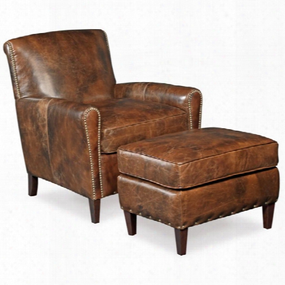 Hooker Furniture Imperial Empire Leather Club Chair In Natchez Brown