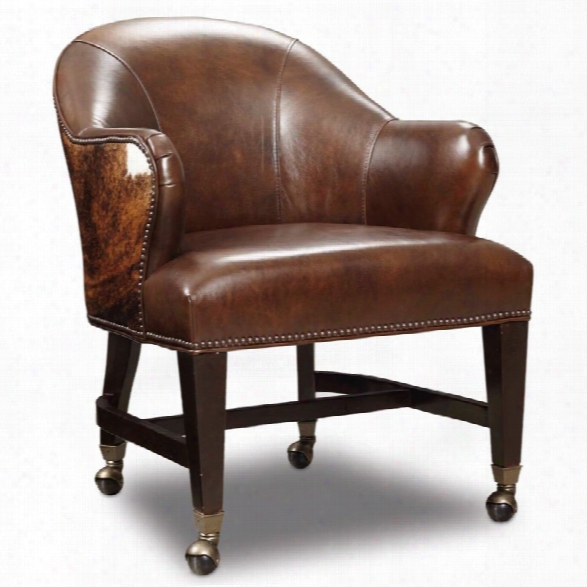 Hooker Furniture Queen Leather Game Chair In Brown And Dark Brindle