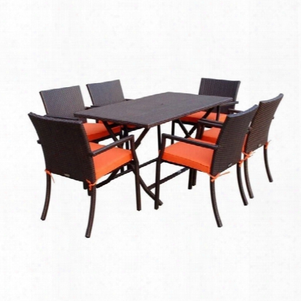 Jeco 7 Piece Wicker Buffet Table Set In Orange