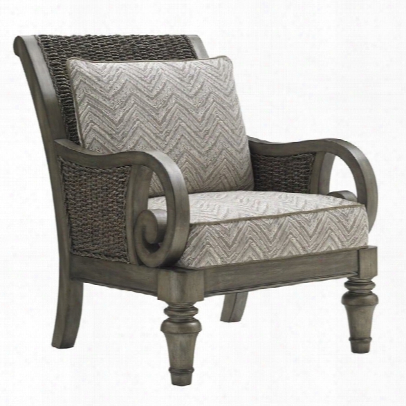 Lexington Oyster Bay Glen Cove Wicker Arm Chair In Misty Gray