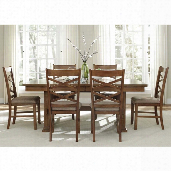 Liberty Furniture Bistro 7 Piece Trestle Dining Set In Honey