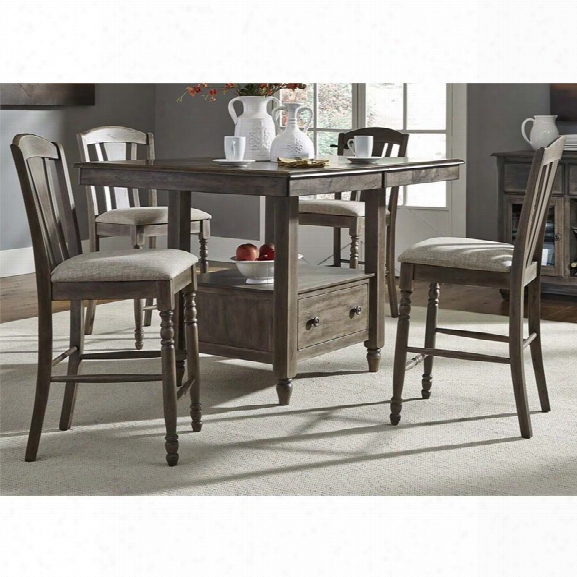 Liberty Furniture Candlewood 5 Piece Counter Height Dining Set In Gray