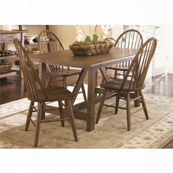 Liberty Furniture Farmhouse 5 Piece Trestle Dining Set In Oak