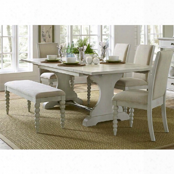 Liberty Furniture Harbor View Iii 6 Piece Trestle Dining Set In Gray