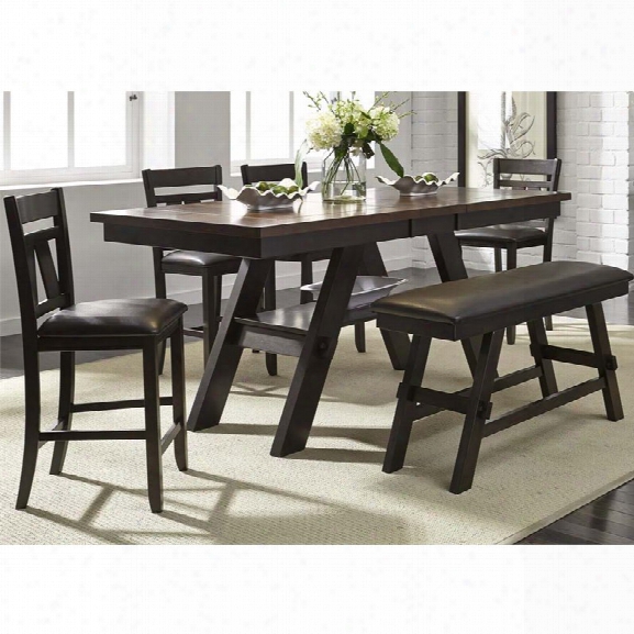 Liberty Furniture Lawson 6 Piece Counter Height Dining Set In Espresso