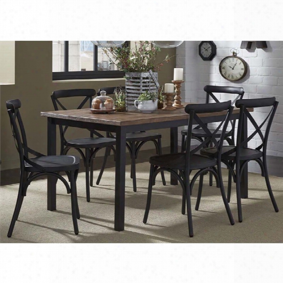 Liberty Furniture Vintage 7 Piece Metal Dining St In Weathered Gray