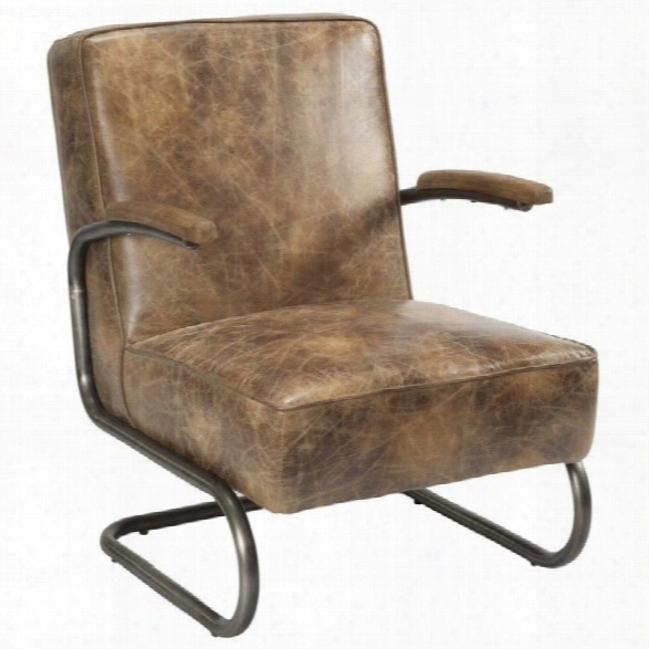 Moe's Perth Leather Arm Chair In Brown
