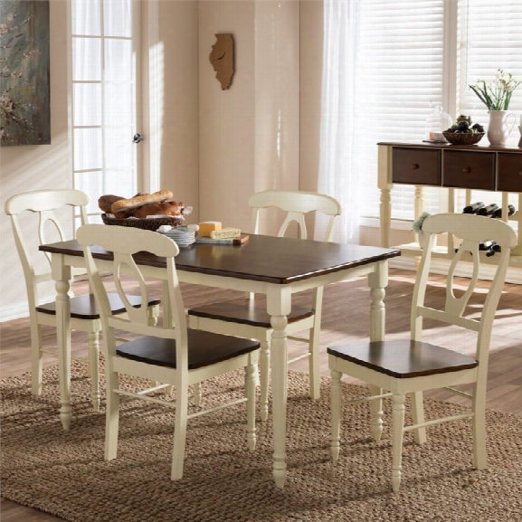 Napoleon 5 Piece Dining Set In Brown And Cream