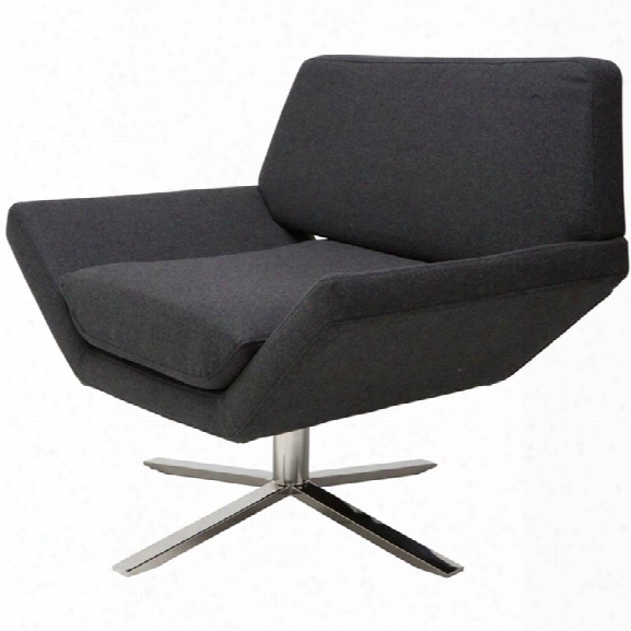 Nuevo Sly Upholstered Swivel Accent Chair In Dark Gray