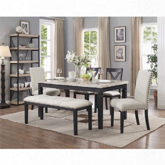 Picket House Furnishings Bradley 6 Piece Marble Top Dining Set