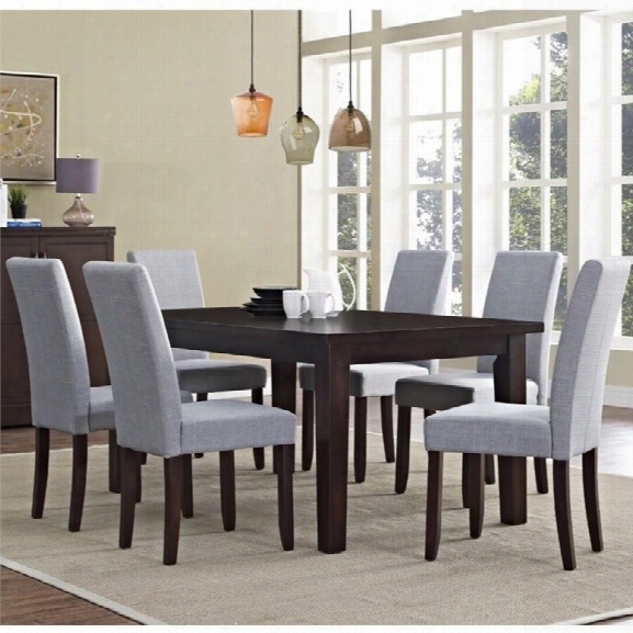 Simpli Home Acadian 7 Piece Dining Set In Dove Gray