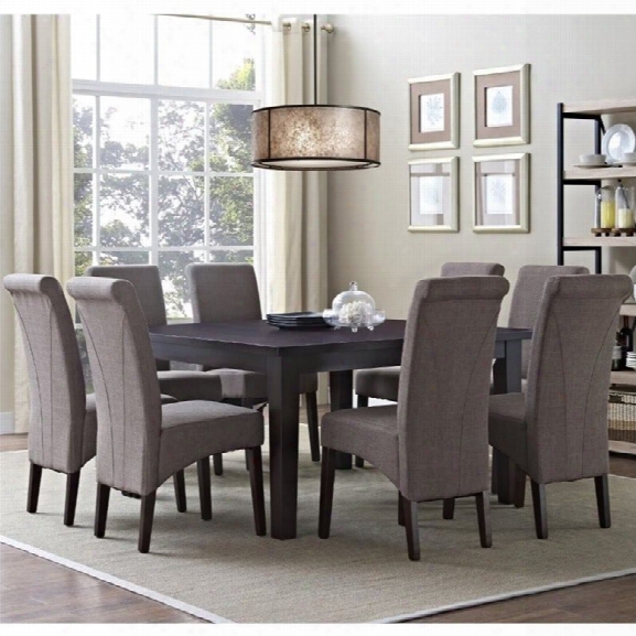 Simpli Home Avalon 9 Piece Dining Set In Mocha