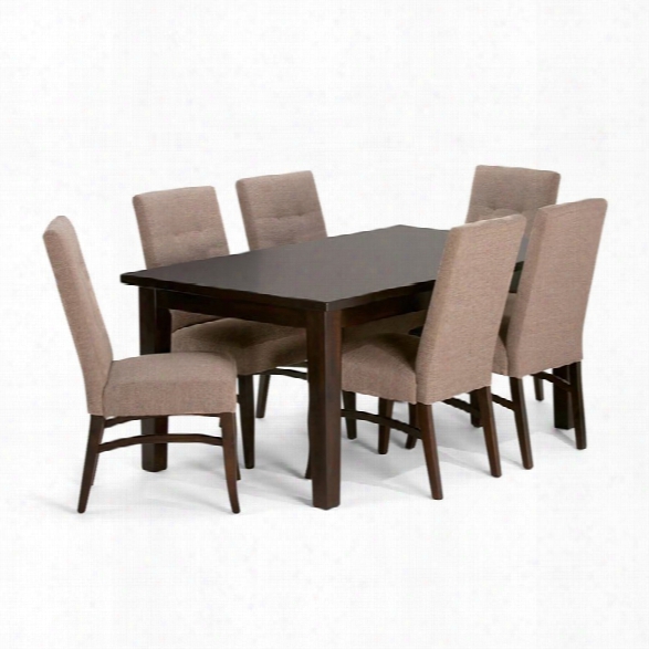 Simpli Home Ezra 7 Piece Dining Set In Fawn Brown