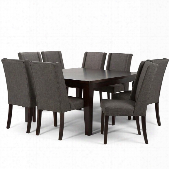 Simpli Home Sotherby 9 Piece Square Dining Set In Slate Gray