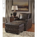 Ashley Corvan Accent Chair with Ottoman in Antique