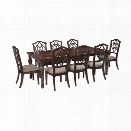 Ashley Leahlyn 9 Piece Dining Set in Reddish Brown