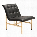 Maklaine Faux Leather Accent Chair in Black and Gold