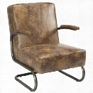 Moe's Perth Leather Arm Chair in Brown