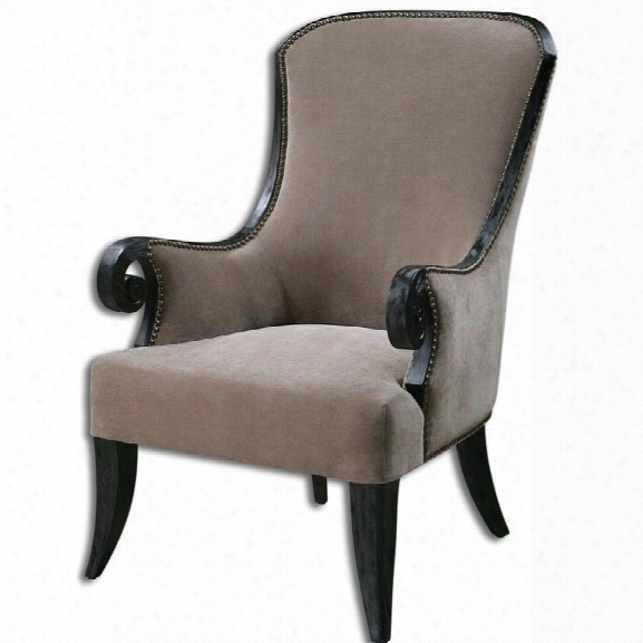 Uttermost Kandy Taupe Velvet Arm Chair In Black