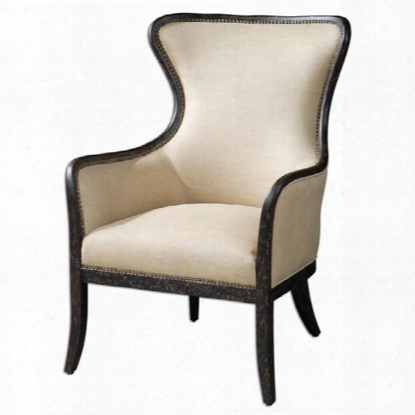 Uttermost Zander Tan Fabric Wingback Arm Chair In Ivory