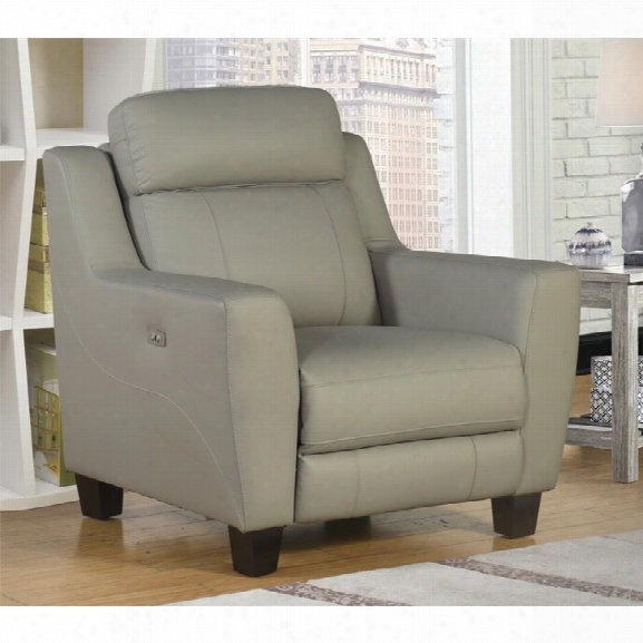 Abbyson Living Felice Leather Power Recliner In Gray