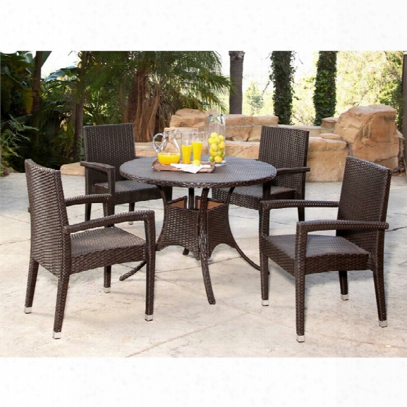 Abbyson Living Sydney Outdoor Wicker 5 Piece Dining Set In Espresso