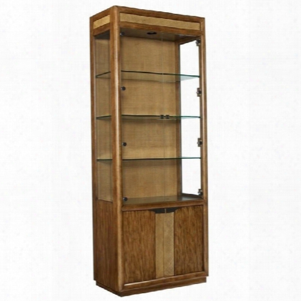 American Drew Grove Point 4 Door Bunching Glass Curio Cabinet In Khaki