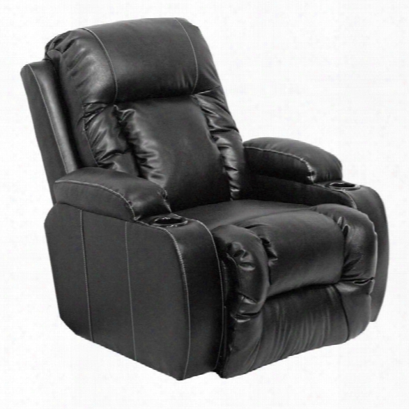 Catnapper Top Gun Leather-power Chaise Recliner Chair In Black