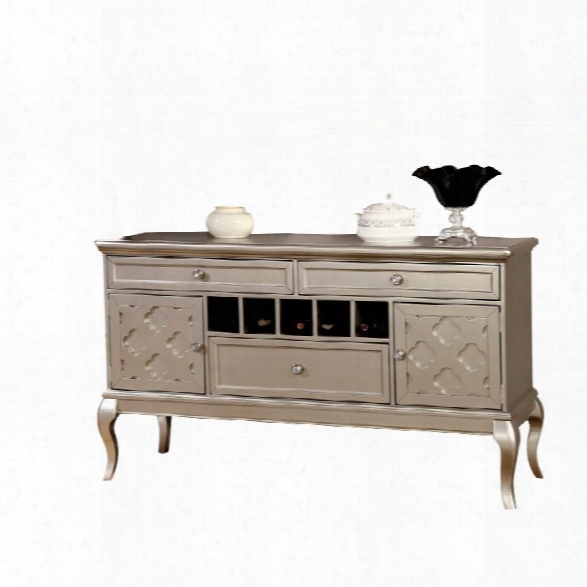 Furniture Of America Madelyn Wine Rack Sideboard In Silver