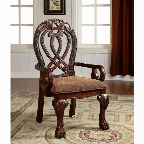 Furniture Of America Madison Dining Arm Chair In Cherry (set Of 2)