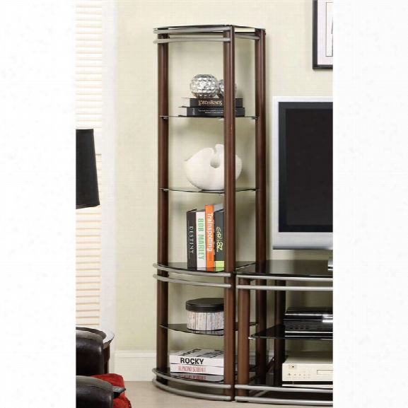 Furniture Of America Walsh 5 Shelf Curio Cabinet Cabiinet In Brown