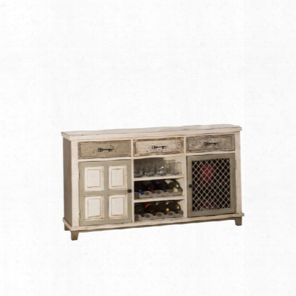 Hillsdale Larose Wine Rack Console Table In Handpainted White