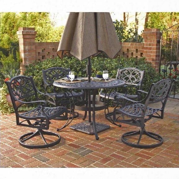 Home Styles Biscayne 5 Piece Metal Patio Dining Set In Black