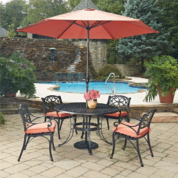 Home Styles Biscayne 7 Piece 48 Round Patio Dining Set In Black