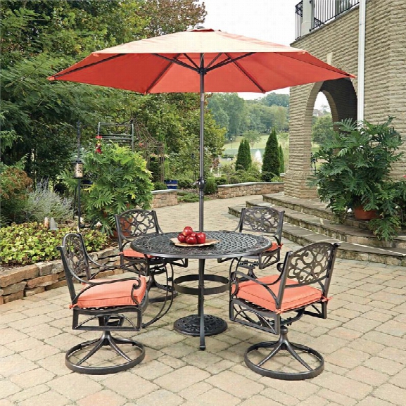 Home Styles Biscayne 7 Piece 48 Round Patio Dining Set In Rust Bronze