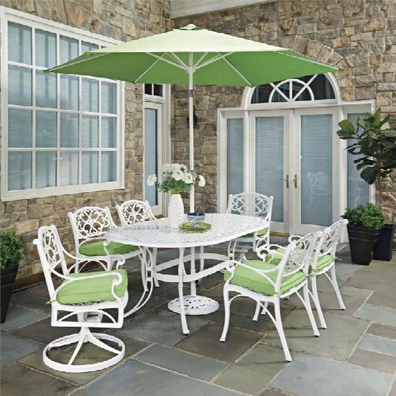 Home Styles Biscayne 9 Piece Oval Patio Dining Set In White