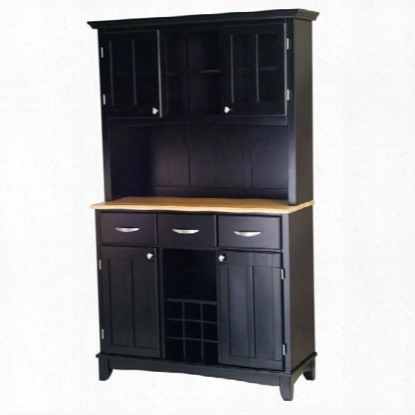 Home Styles Large Buffet With Natural Wood Top And 2-doorh Utch In Black
