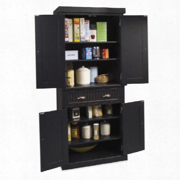 Home Styles Nantucket Pantry In Distressed Black Finish