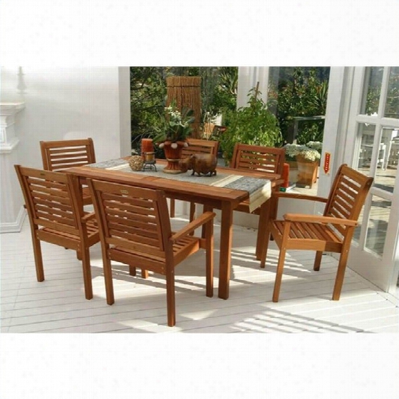 International Home Amazonia 7 Piece Wood Patio Dining Set In Brown