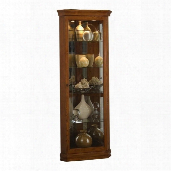 Pulaski Golden Oak Mirrored Corner Curio In Brown