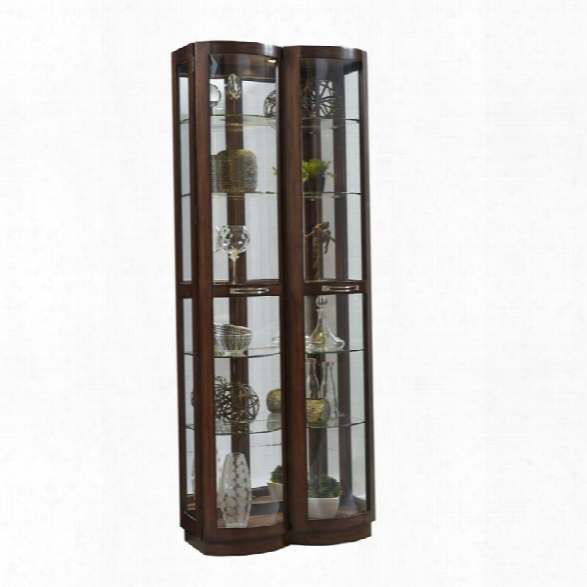 Pulaski Pacific Heights Curved Front Curio In Brown