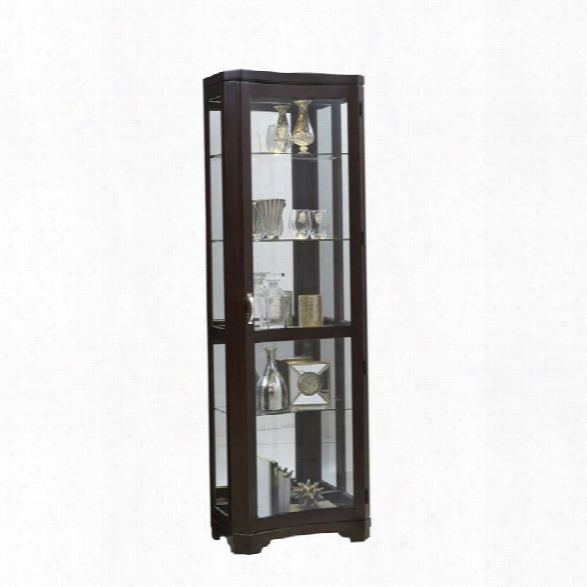Pulaski Sable Concave Front Mirrored Curio In Brown