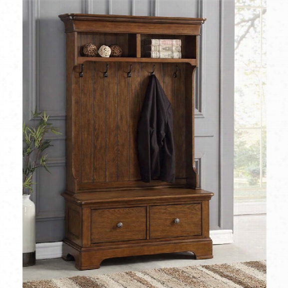 Pulaski Storage Hall Tree In Classic Oak