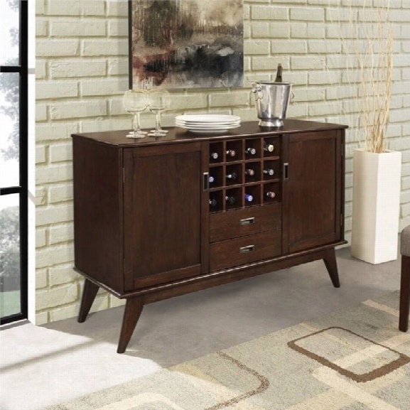 Simpli Home Draper Sideboard And Wine Rack In Auburn Brown