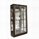 Pulaski Modern Nickel Framed Double Door Curio in Brown